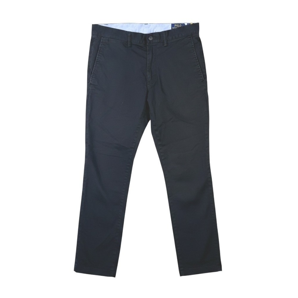 Polo Ralph Lauren Chino Pant Men 32x32 Black Slim Stretch Cotton Twill Prep Pony